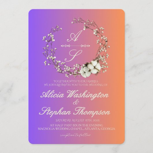 Invitation Modern Minimal Winter Floral Wedding (Devant)