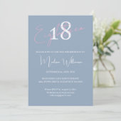 Invitation Modern Minimalist 18th Pink Blue Birthday (Debout devant)