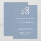 Invitation Modern Minimalist 18th Pink Blue Birthday (Devant / Derrière)