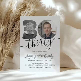 Invitation Modern Minimalist 30th Birthday Photo