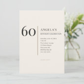 Invitation Modern Minimalist 60th Adult Birthday Celebration (Debout devant)