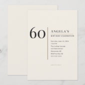 Invitation Modern Minimalist 60th Adult Birthday Celebration (Devant / Derrière)