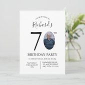 Invitation Modern Minimalist 70th Birthday Photo (Debout devant)