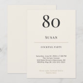 Invitation Modern Minimalist 80th Birthday Cocktail Party (Devant / Derrière)
