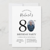 Invitation Modern Minimalist 80th Birthday Photo (Devant)