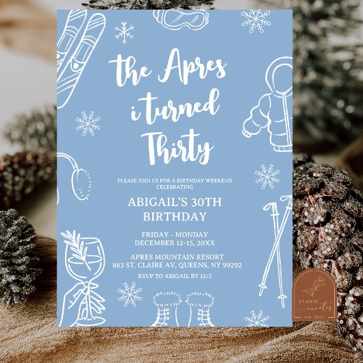 Invitation Modern Minimalist Apres Ski Birthday Weekend 