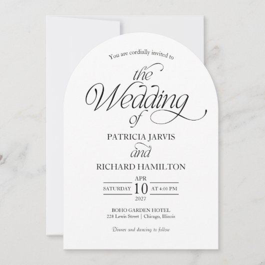 Invitation Modern Minimalist Arch Wedding Elegant (Devant)