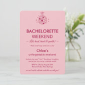 Invitation Modern Minimalist Bachelorette Weekend | Pink  (Debout devant)