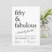 Invitation Modern Minimalist Black and White 50th Birthday (Debout devant)