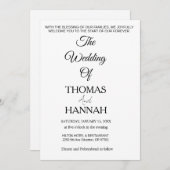 Invitation Modern Minimalist Black and White Wedding Classic (Devant / Derrière)