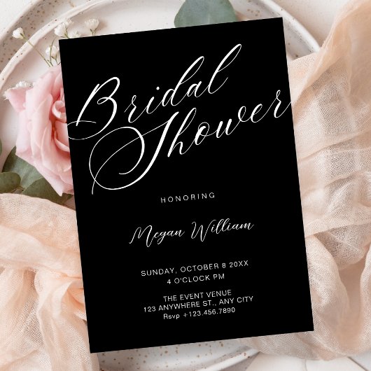 Invitation Modern minimalist Black bridal shower