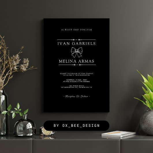 Invitation Modern Minimalist Black Elegant Photo Wedding