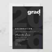 Invitation Modern Minimalist Black Graduation Photo Collage   (Devant)