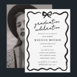 Invitation Modern Minimalist Black White Bow Photo Graduation<br><div class="desc">Modern Minimalist Black White Bow Photo Graduation Invitation - Announce your Graduate's Graduation Celebration with our black and white invitation with modern typography. You can easily change our photo to your graduate's photo. * Please note that our sample photo was black and white when we uploaded it. Your photo will...</div>