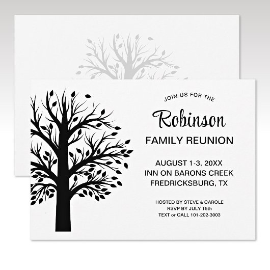 Invitation Modern Minimalist Black-White Family Reunion Tree