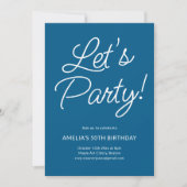 Invitation Modern Minimalist Blue Birthday Party Chic (Devant)