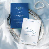 Invitation Modern Minimalist Blue & White Wedding