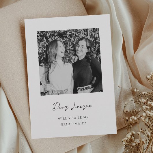 Invitation Modern Minimalist Bridesmaid Proposal Photo Card