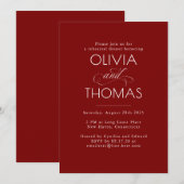 Invitation Modern Minimalist Burgundy Red Rehearsal Dinner (Devant / Derrière)
