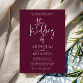 Invitation Modern Minimalist Burgundy Wedding Classic