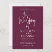Invitation Modern Minimalist Burgundy Wedding Classic (Devant)
