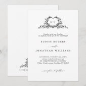 Invitation Modern Minimalist Chic Calligraphy Crest Wedding   (Devant / Derrière)
