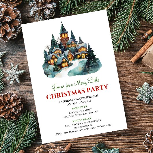 Invitation Modern minimalist Christmas scene holiday invites