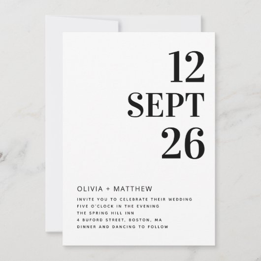 Invitation Modern Minimalist Clean Wedding | Photo & QR Code (Devant)