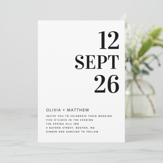 Invitation Modern Minimalist Clean Wedding | Photo & QR Code (Debout devant)