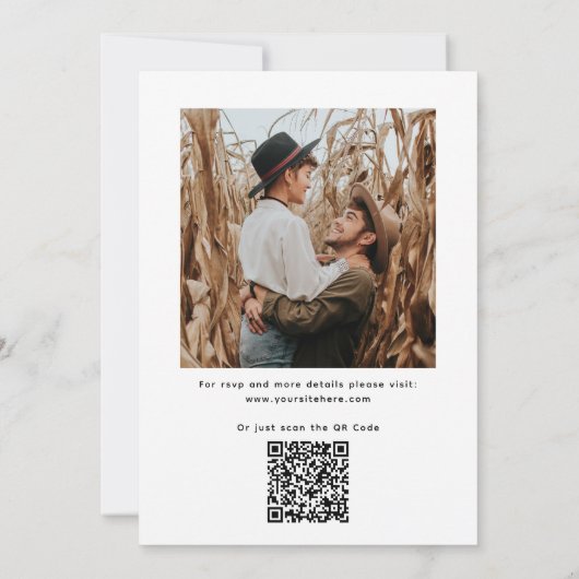 Invitation Modern Minimalist Clean Wedding | Photo & QR Code (Dos)