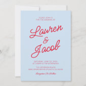 Invitation Modern Minimalist Coastal Blue Red Wedding (Devant)