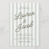 Invitation Modern Minimalist Coastal Green Stripes Wedding (Devant)