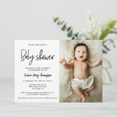 Invitation Modern Minimalist Custom Photo Baby Shower (Debout devant)