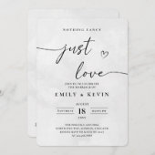 Invitation Modern Minimalist Cute Script Black White Wedding  (Devant / Derrière)