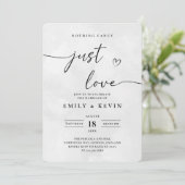 Invitation Modern Minimalist Cute Script Black White Wedding  (Debout devant)