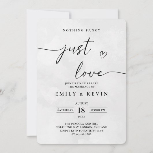 Invitation Modern Minimalist Cute Script Black White Wedding  (Devant)