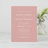 Invitation Modern Minimalist Dusty Rose Photo Wedding (Debout devant)
