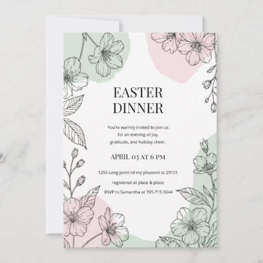 Invitation Modern Minimalist Easter Dinner  (Devant)