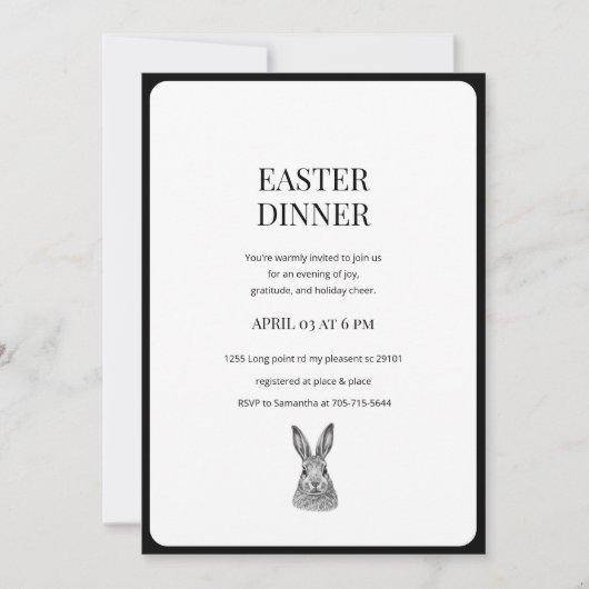 Invitation Modern Minimalist Easter Dinner  (Devant)