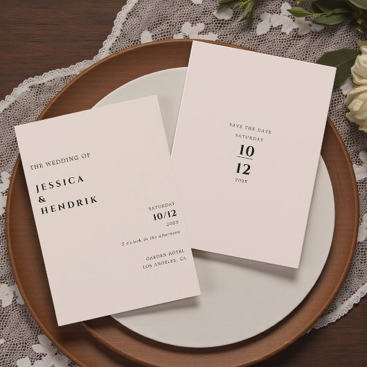 Invitation Modern Minimalist Elegant Champagne Wedding