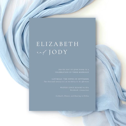 Invitation Modern Minimalist Elegant Dusty Blue Wedding 