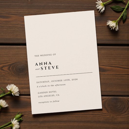 Invitation Modern Minimalist Elegant Simple Cream Wedding