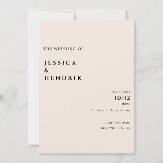 Invitation Modern Minimalist Elegant Simple Cream Wedding (Dos)