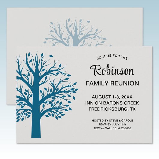 Invitation Modern Minimalist Family Reunion Ocean Blue Tree