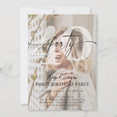 Invitation Modern Minimalist FORTY 40th Birthday Party Photo  (Devant)