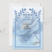 Invitation Modern Minimalist Gold and Blue Poppy Wedding   (Devant)