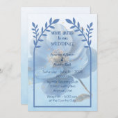 Invitation Modern Minimalist Gold and Blue Wedding   (Devant / Derrière)