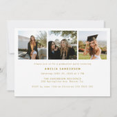 Invitation Modern minimalist gold and white photo graduation (Dos)