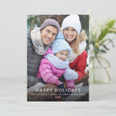 Invitation Modern Minimalist Happy Holidays Family Photo Card (Debout devant)