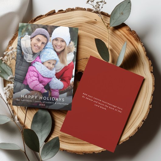 Invitation Modern Minimalist Happy Holidays Family Photo Card